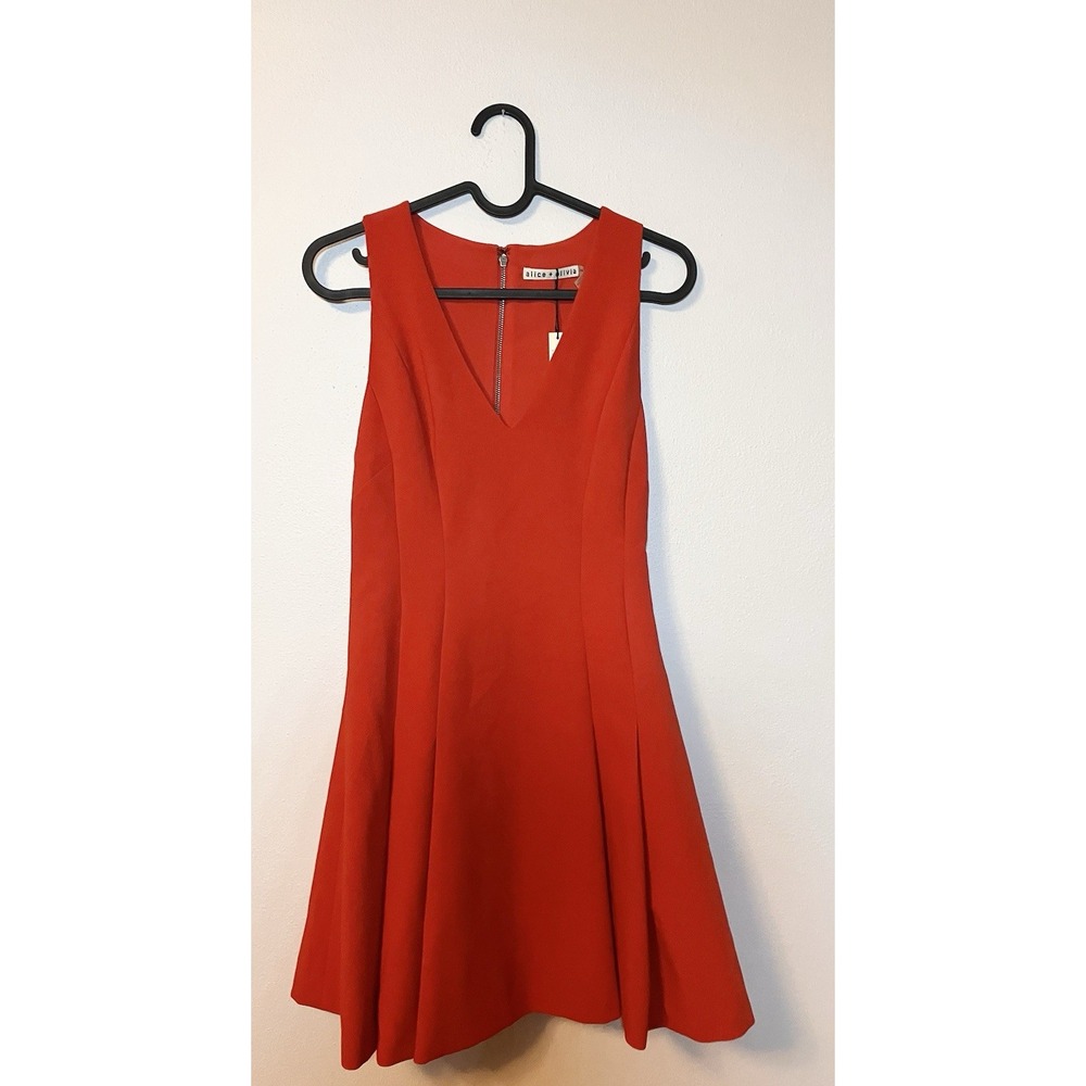 Alice Olivia Classic Dress Party V Red Bodycon Women's 0 Romantic‎ Spring NWT - Picture 12 of 12